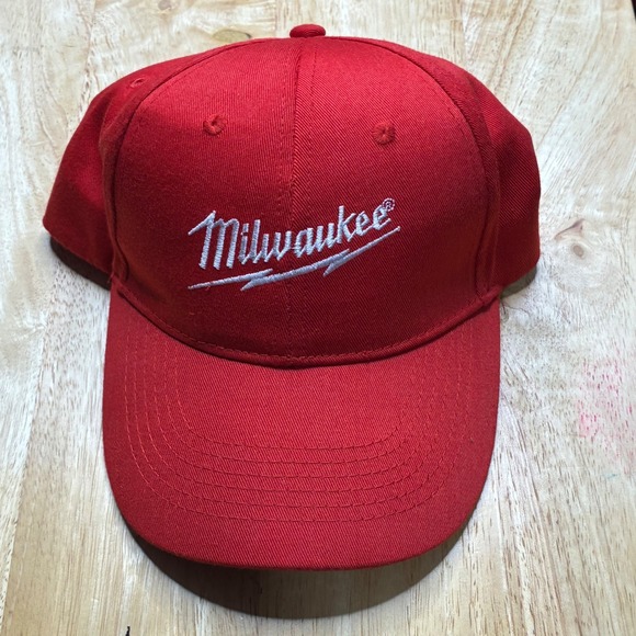 Milwaukee Tool Hat Red Wild Impact Embroidered Logo Adjustable Workwear Cap